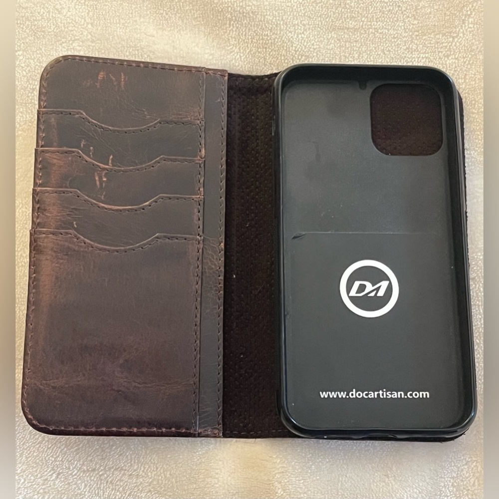 Doc Artisan Dark Brown Leather iPhone 11 pro Case Magnetic Wallet